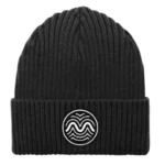 Waveprint Patched Ribbed Beanie - Black in Chelsea
